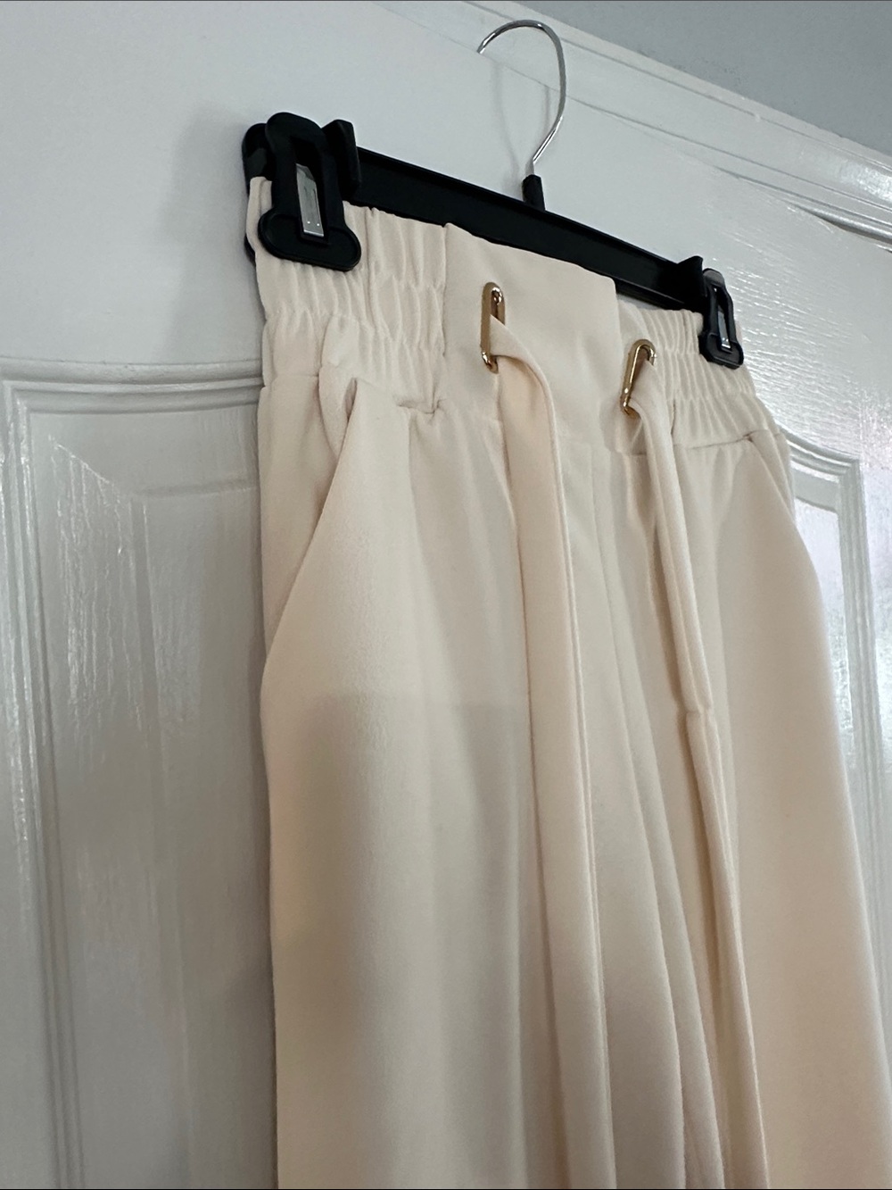 Wide-Leg Cream Drawstring Lounge Pants - Picture 3 of 3